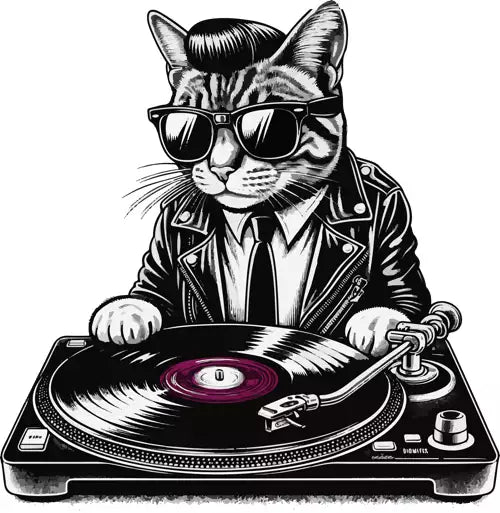 Gatos Especiales - Sticker - Dj Cat