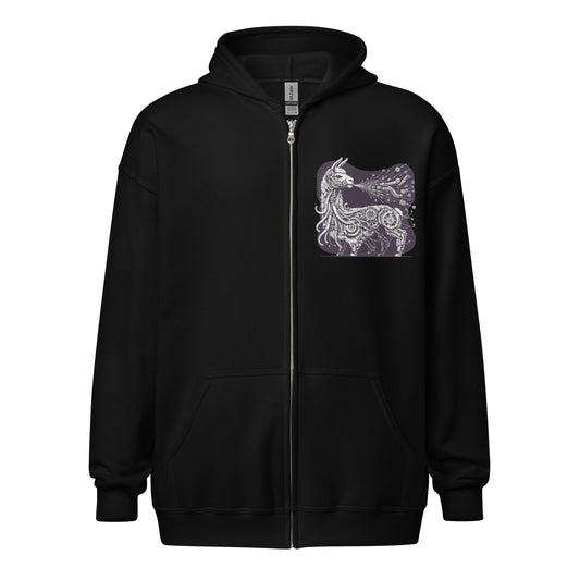 Lorenzo Llama Unisex Zip Up Hoodie