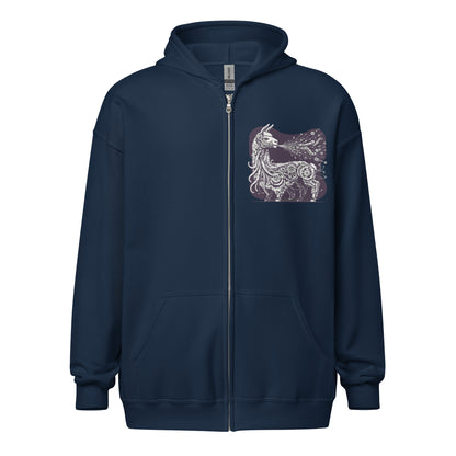 Lorenzo Llama Unisex Zip Up Hoodie